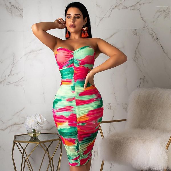 

strapless tie dye dresses summer skinny nightclub women dress noble casual knee length clothing womens, Black;gray