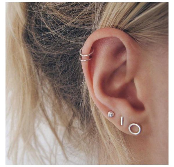 

hypoallergenic stainless steel stud earrings for women 4pcs set earrings fashion circle wholesale, Golden;silver