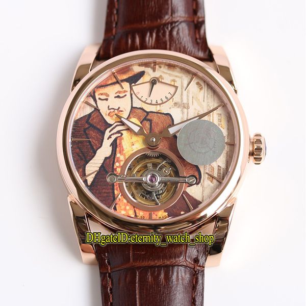 

jb super version tonda pfs251 real tourbillon pf510 mechanical hand-winding mens watch saxophone cowboy dial rose gold case designer watches, Slivery;brown