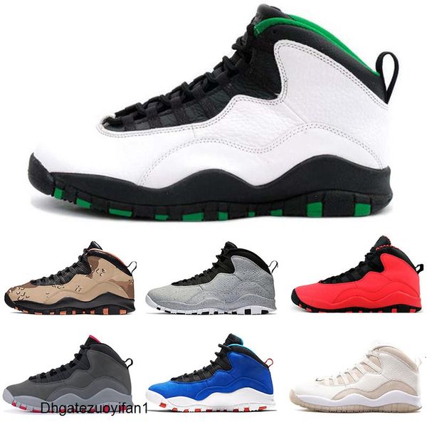 

mens jumpman 10 10s smoke grey basketball shoes x gs fusion red cement tinker designer sneakers chicago sport trainers