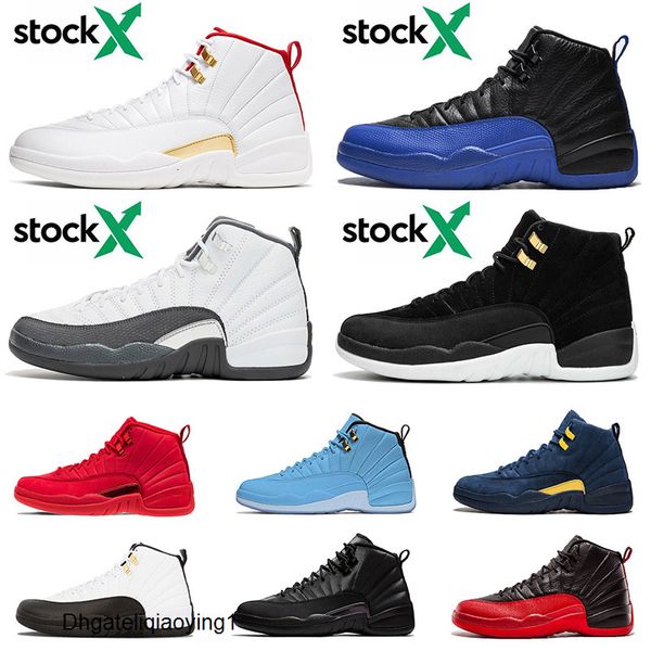 

2020 mens basketball shoes 12 12s xii reverse taxi black nylon flu game dark grey michigan unc bordeaux fashion sneakers size us 13