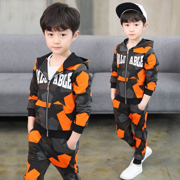 

children clothes set for boy spring autumn long sleeve orange camo suit boy clothing set outfits for 4 5 6 7 8 9 10 11 12 years, White