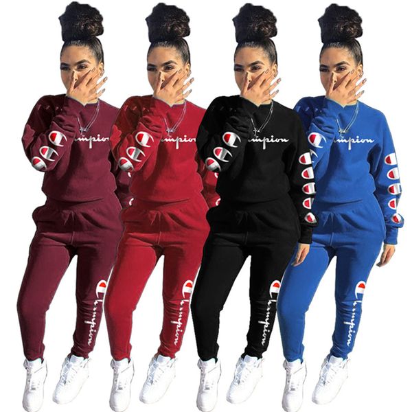 

champions women марка комбинезон с принтом письмо 2 шт. комплект с длинным рукавом толстовки леггинсы дизайнер осень зима одежда повседневна, White