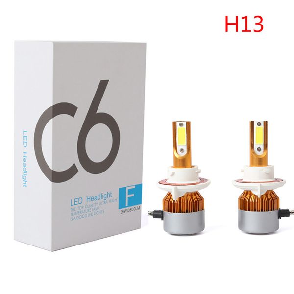 

kongyide car light h13 7200lm cob led chip 6000k auto car headlights conversion kit driving bulbs lamps dropship f22