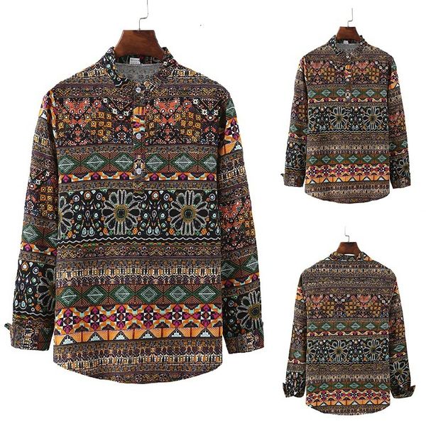 

popular 2019 autumn clothing man nation wind printing long sleeve shirt type male loose edition will code leisure time, White;black