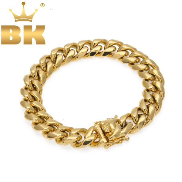 

mens curb cuban link bracelet box clasp stainless steel bangles 8/10/14mm fashion hiphop jewelry drop shipping wholesale, Golden;silver