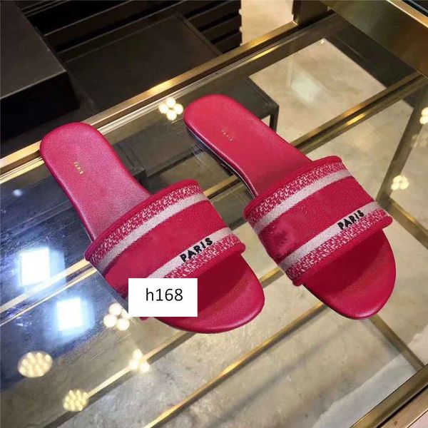 

original box women slippers brand sandals flat designer shoes slide dazzle flowers embroidery sandal floral striped beach slipper 4, Black