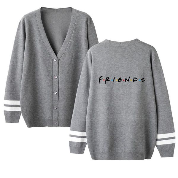 

friends print mens cardigan sweaters winter v neck long sleeve loose couples sweaters autumn male printed apparel, White;black