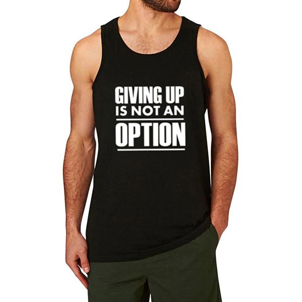 

men's giving up is not an option workout fitness tank men cotton summer letter printed tank top, White;black