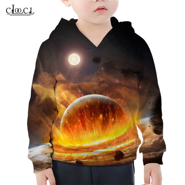 

space planet hoodies sweatshirts 3d print children's streetwear outer space earth fashion casual hoodie kids clothes casual coat, Blue