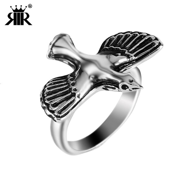 

men ring stainless steel ornament eagle titanium steel ring europe and america fashion retro he ping niao rings punk accessories, Silver