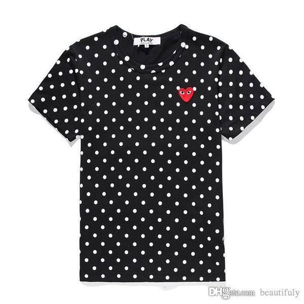 

com women men commes tshirt red with cotton short sleeve des off holiday embroidery heart emoji garcons white cdg clothing for summer, Black