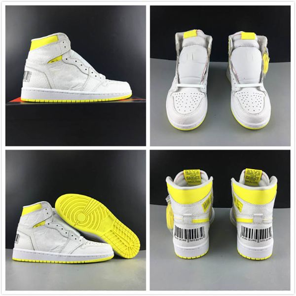 

basketball shoes 1 1s first class flight mens fashion bar code design white lemon yellow outdoor trainer sports sneakers designer shoes