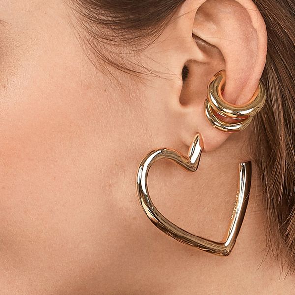 

diezi selling fashion gold color heart circle clip earrings for women statement gold color earring sets ear cuff, Golden