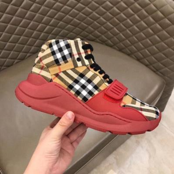 

2019 burberry london fashion mens women boots manner schuhe vintage check cotton sneakers autumn and winter shoes 3215255b#, Blue;purple