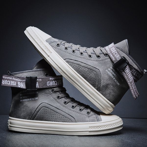 

2019 autumn new style students hight-canvas retro sneakers street cool trend korean-style ulzzang men's shoes, Black