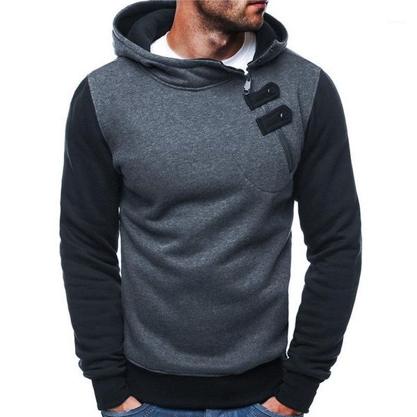 

o-neck casual sweatshirts stranger things mens hoodies fashion designer button zipper decorated patchwork fleece hooded, Black