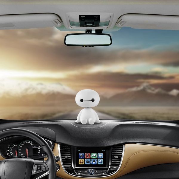 

cartoon plastic robot shaking head figure car ornaments auto interior decorations big hero doll toys ornament accessories