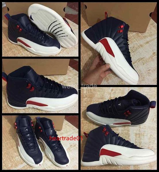 

new men 12 xii basketball shoes dark blue white mens sneakers man 12s athletic basket ball trainers sports shoes size 41-47