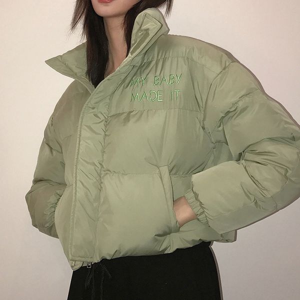 

2020 winter jacket women coat thick parkas turtleneck long sleeve pure fresh green female fashion loose oversized warm clothes, Black