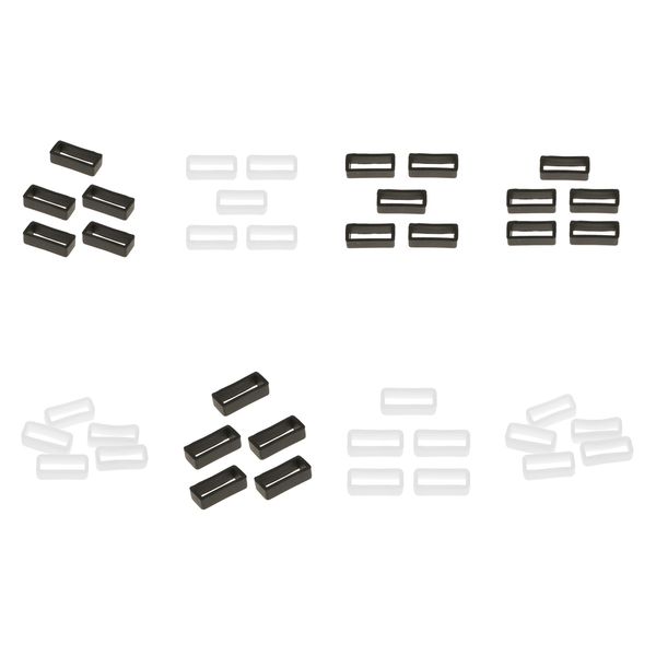 

40x 22mm silicone strap loops keeper holder retainer white+black, Black;brown