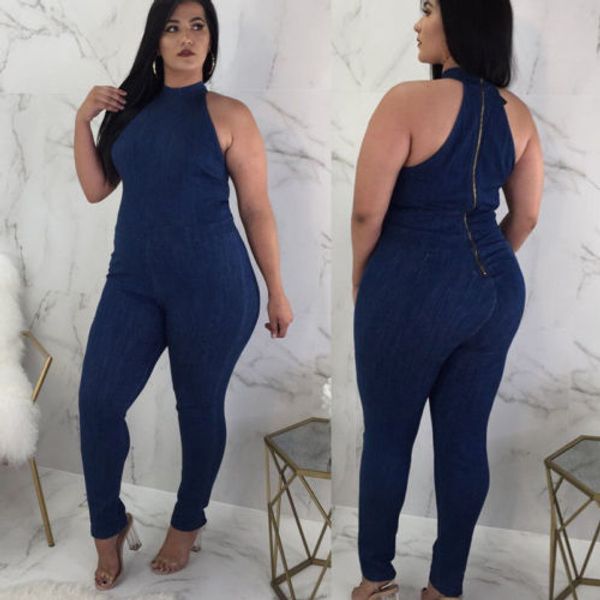 

casual womens bodycon jumpsuit jeans denim rompers overalls trousers long pants, Black;white