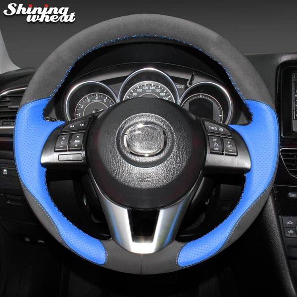 

shining wheat black suede leather car steering wheel cover for 3 axela 6 atenza 2 cx-3 cx-5 scion ia 2016