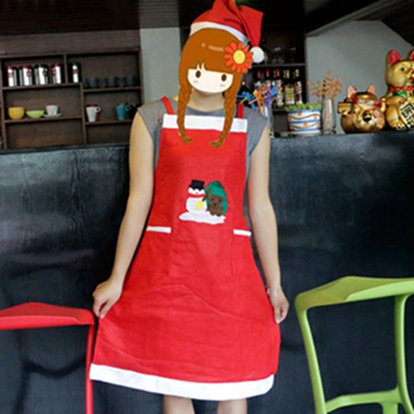 

sleeveless aprons christmas non-woven apron kitchen cooking waist bib women apron bbq restaurant l old man snowman aprons