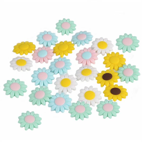 

food grade baby silicone beads sunflower teether bpa chew rodents diy food grade infant care necklace making