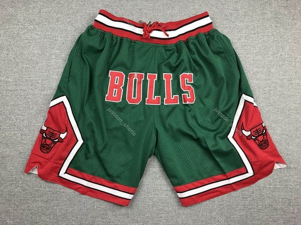 

mens just don pocket basketball shorts retro stitched 2008-09 green pocket chicago bulls shorts lining mesh sports pocket sweatpants, Black;red
