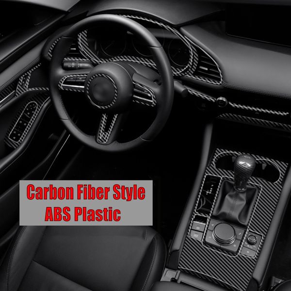 

abs plastic interior decration accessories console gear shift panel cover for 3 2019-2020 unksela carbon fiber style