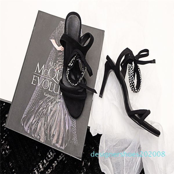 

verconas 2020 woman sandals woman pumps kid suede crystal decoration casual shoes pointed toe thin heels/high heels shoes d08, Black