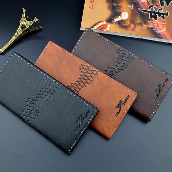 

the new men s wallet men s long three fold vertical section fashion casual open soft wallet multi card large capacity wallet 1628-3