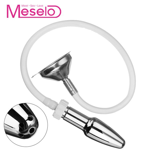 Meselo Aço Inoxidável ANUS Limpeza Limpador Anus Enema Kit Plug Vaginal Lavagem Vaginal Inimecador Brinquedos Sexuais Para Mulher Homens Gay Y19070202