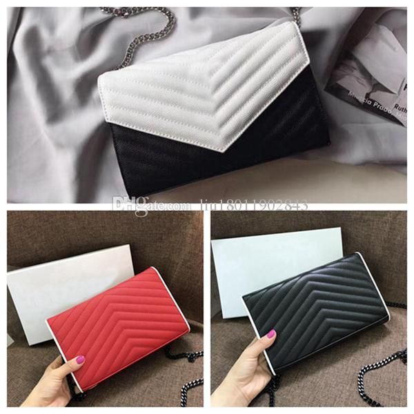 

factory direct sales,wholesale women's handbag,22.5cm classic leather envelope bag,internal 16 slots,inside zipper bag cowhide chain wa