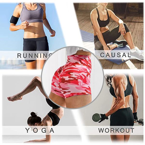 

women casual solid elastic high waist push up fitness yoga shorts running gym stretch sports short pants, White;red