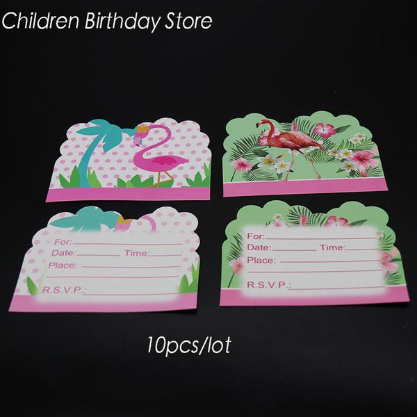 

10pcs/lot flamingo invitations flamingo birthday party decorations theme birthday party invitations cards