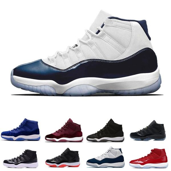 

2018 new arrival 11 prom night basketball shoes cool grey 96 midnight navy unc gym red 11s concord bred trainers sport sneakers, White;red