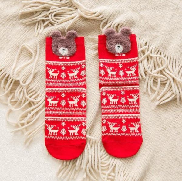 

cute female clothing red color casual apparel christmas print women fashion designer socks featival style winter, Black;white