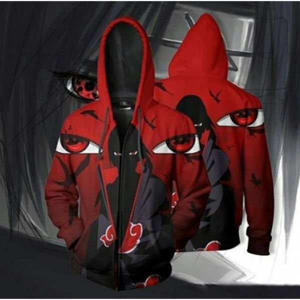 

naruto 4 th 6 th generation naruto 3d digital print zipper hoodie hoodie, Black