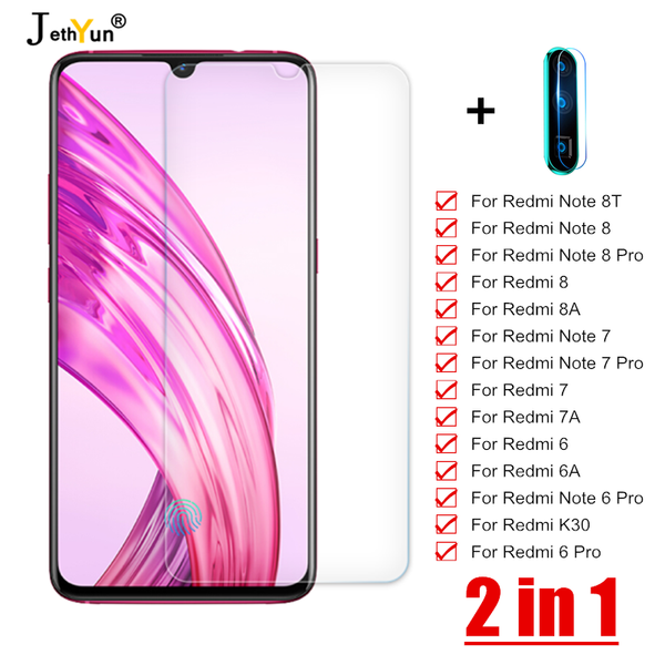 

2 in 1 tempered glass for xiaomi redmi note 6 7 8 pro 8t screen protector redmi k30 5g 6 7 8 6a 7a 8a camera protective lens