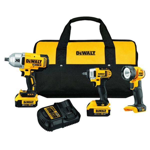 

DeWALT DCK398M2 20-вольтный литий-ионный ударный гайковерт / комбинированный комплект прожекторов