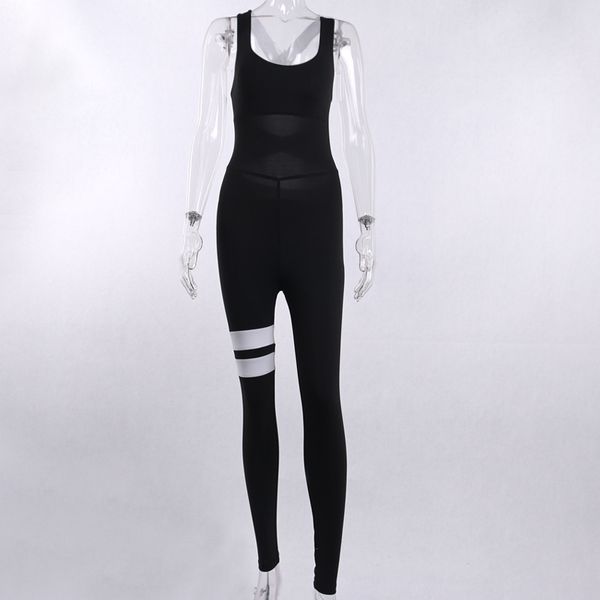 

jumpsuit backless slim skinny fitness pants sports jumpsuit black l, Black;white