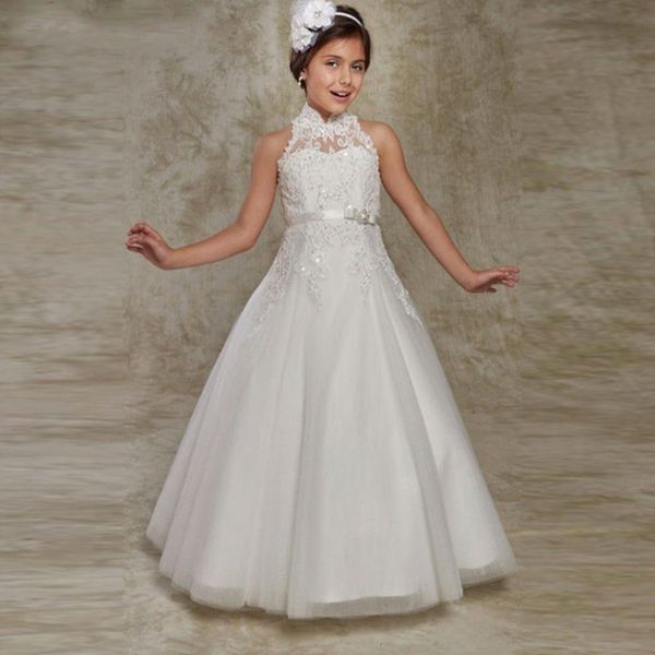 

white puffy flower girl dress first communion dresses for girls beaded applique kids holy communion party gown, Red;yellow