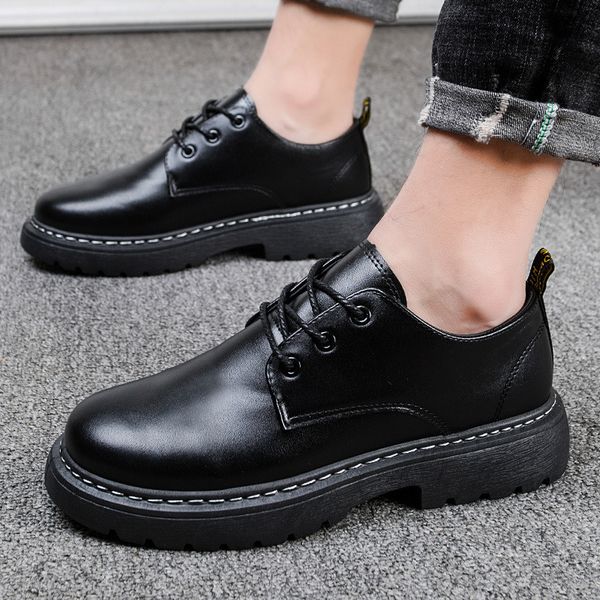 

autumn winter men boots retro shoes male casual leather shoes increase footwears sneakers bota masculina, Black
