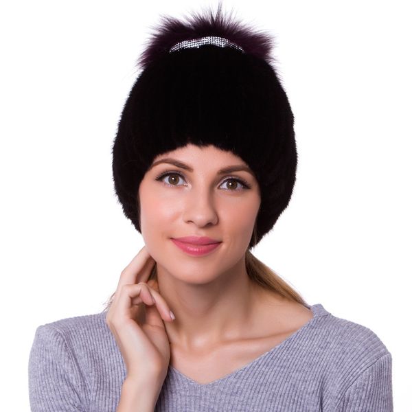 

2020 hat hair girl knitted fur hat winter warm fashion beret, Blue;gray