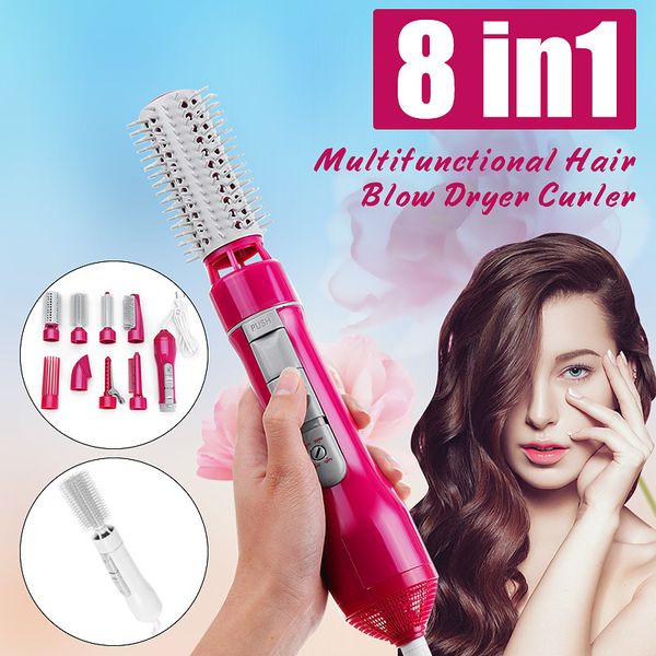 

professional curling iron 8 in 1 hair curler straightener curling brush comb air styler electric hair curler roller curls