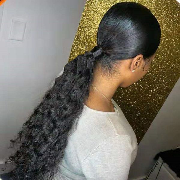 Хвостики монгольской человеческих волос Afro Kinky Curly хвостик Remy 140g клип в хвост Extensions природных Связки волос Ever Beauty 10