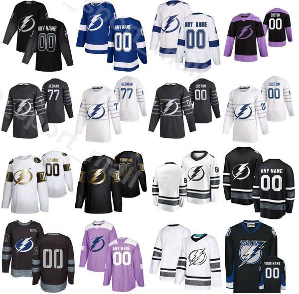 

customized 2020 tampa bay lightning 98 mikhail sergachev jerseys fights cancer ice hockey 9 tyler johnson 37 yanni gourde 14 patrick maroon, Black;red