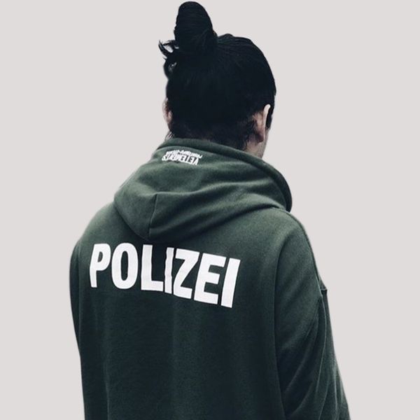 

vetements polizei print hoodie men women oversized pullover hoodies hip hop streetwear men cotton hooded sweatshirt outerwear yyg0315, Black